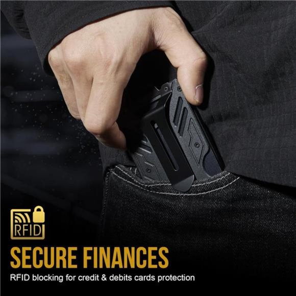 Minimalist Slim Wallet with Money Clip, Front Pocket RFID Blocking Cash Holder - Picture 2 of 7